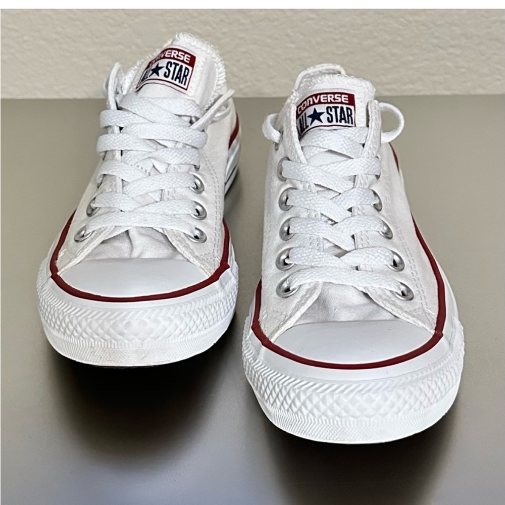 Converse Chuck Taylor All Star Ox Low Top Sneakers White Red Unisex Size 5/7 - Picture 2 of 4